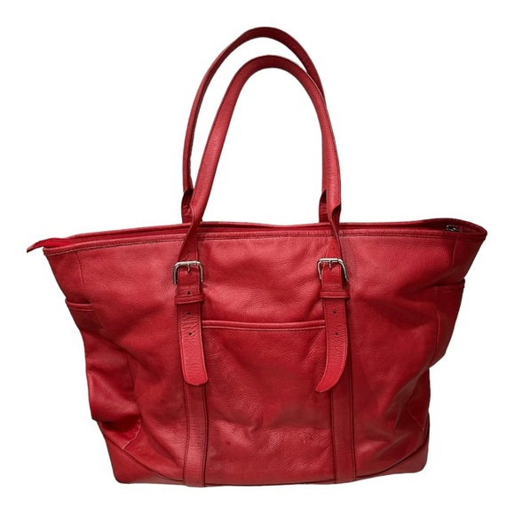 Levenger red leather large tote briefcase case - Picture 1 of 11